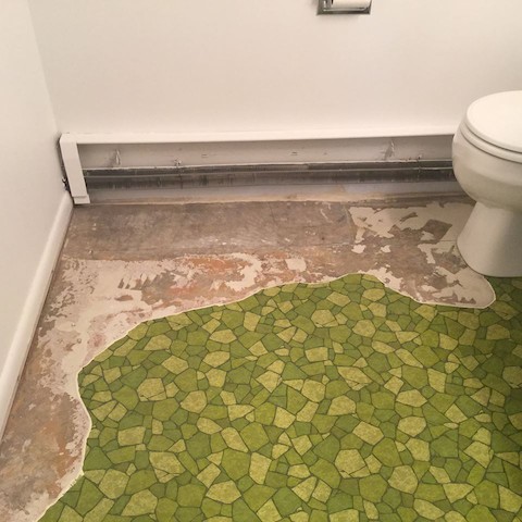 Bathroom before rug installed